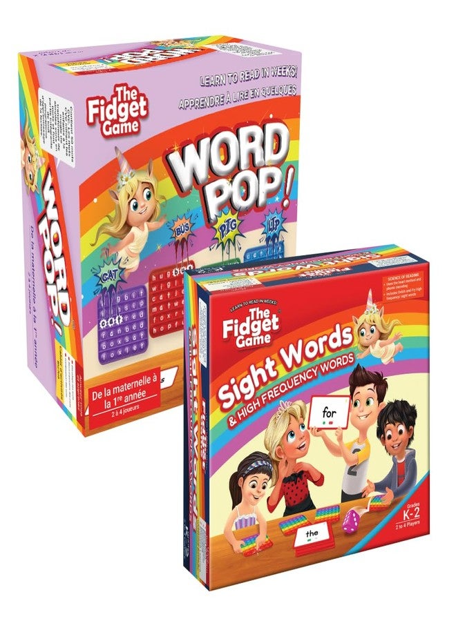 The Fidget Game Ultimate Reading Bundle - Flashcards and Pop Fidget Toys for Kids Pre-K to Third Grade - Learning Activities and Games for High-Frequency Dolch Sight Words - Includes Mats and Dice - Image 1